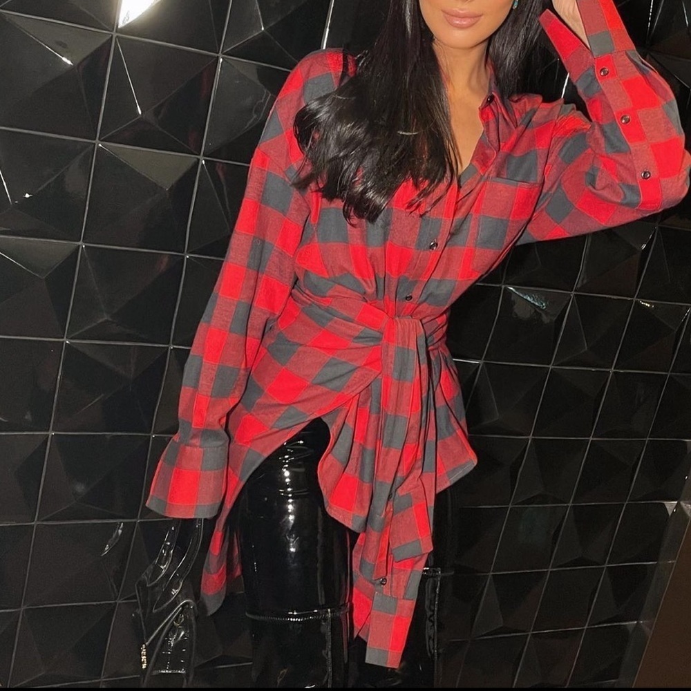 Zara Multi Positional Plaid Checked Shirt Blouse Small Medium 2674/255